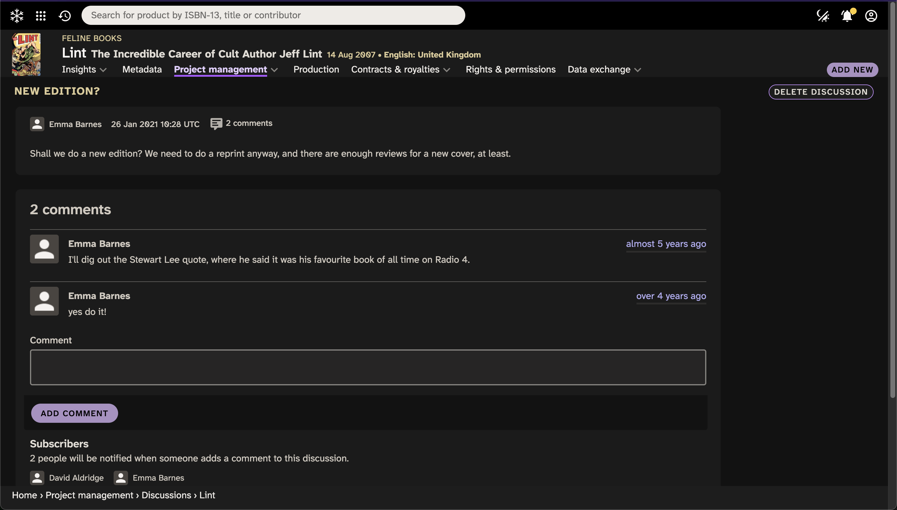 Shows discussions in Consonance.