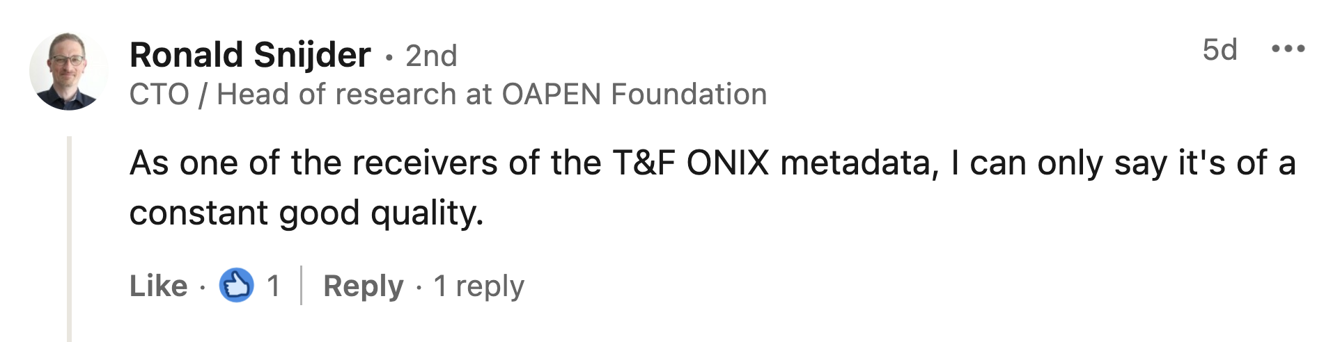 Oapen linkedin screenshot.