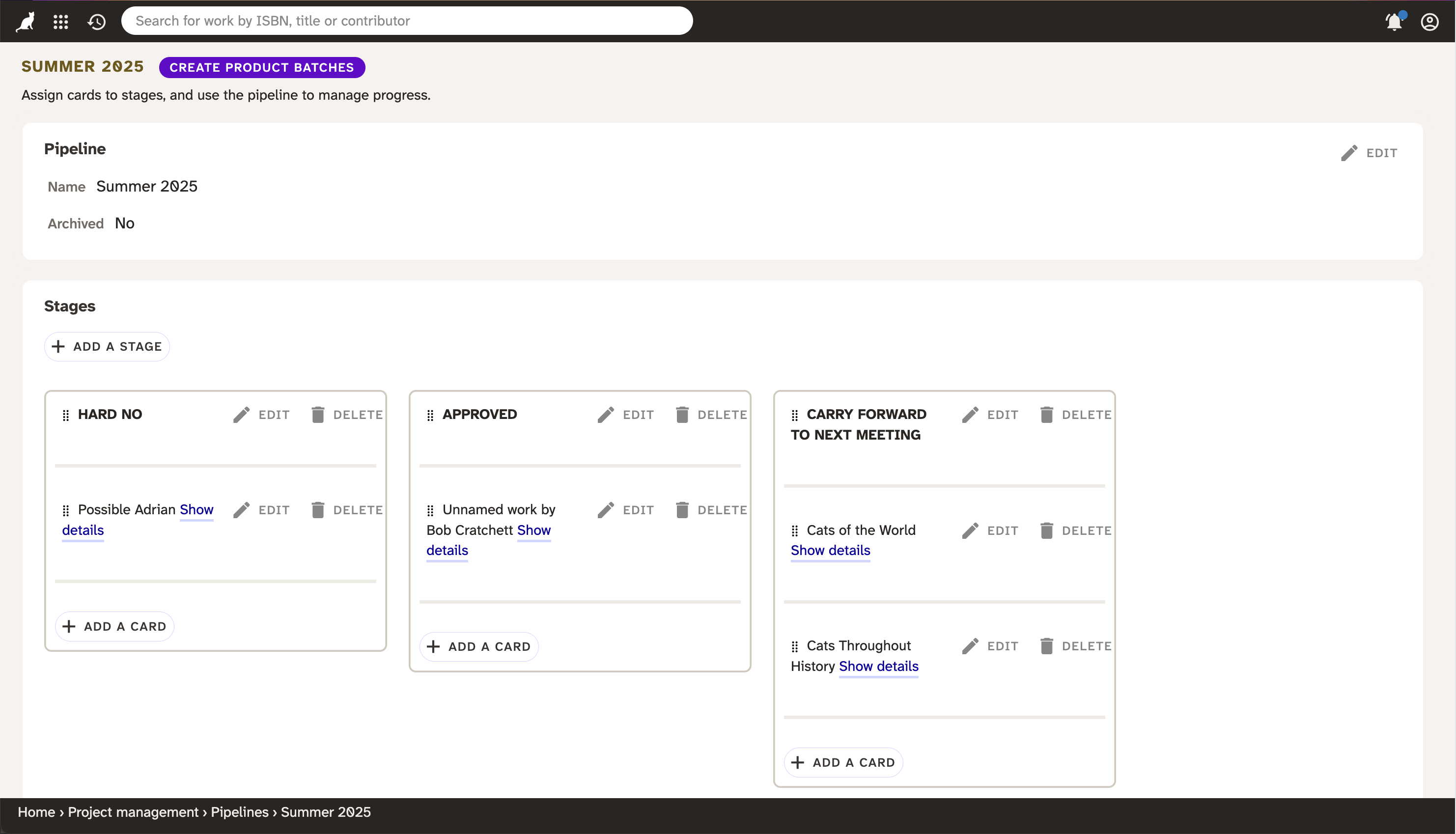 Screenshot of Pipelines